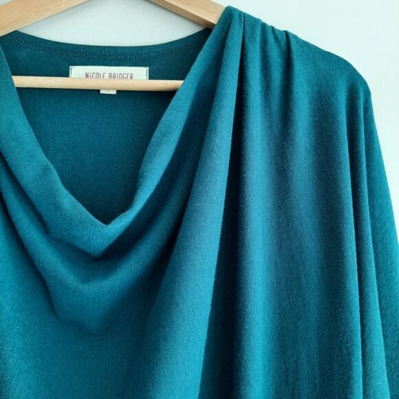 NICOLE BRIDGER Cowl Neck Dolman Sleeve Dress Bamboo Organic Cotton Blue Sz S - Picture 5 of 16